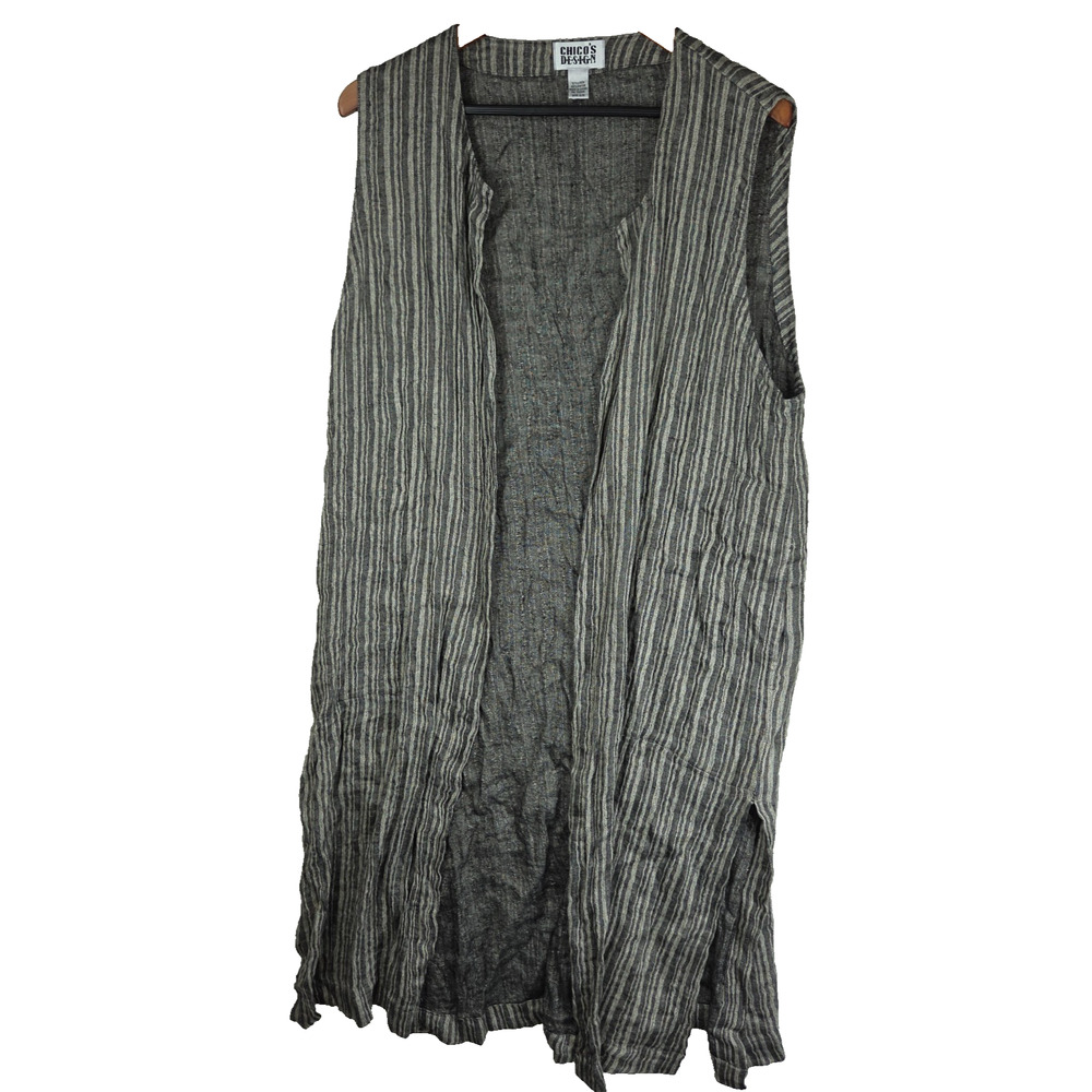 Vintage Chicos Womens Top Cardigan 2 Large Pockets Lagenlook Boho Cottagecore